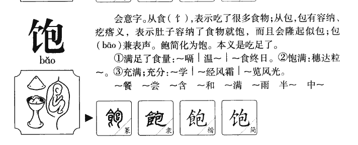 饱字字源